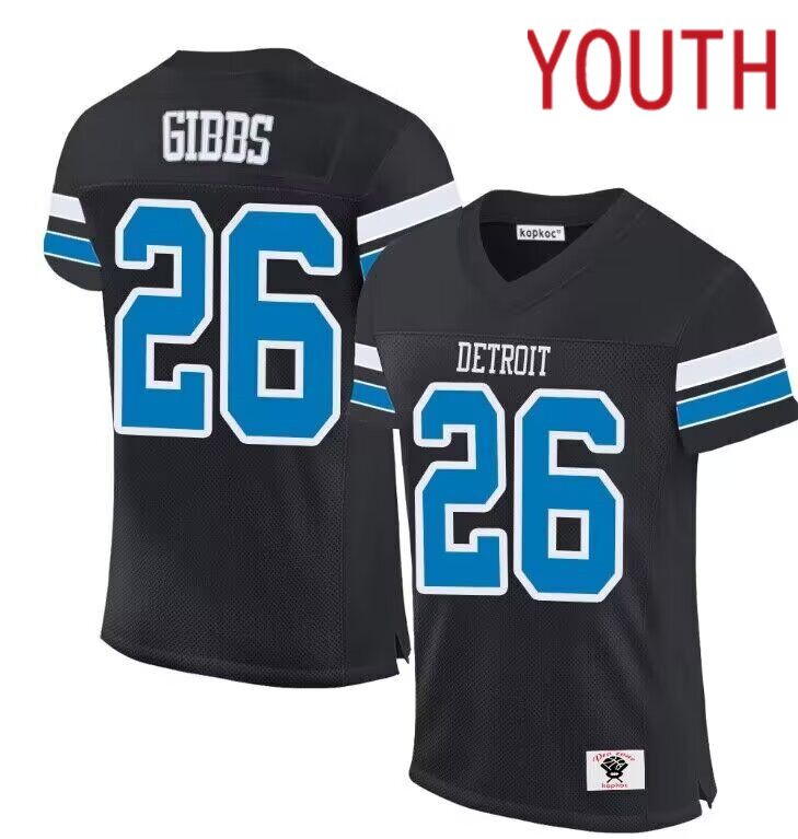 Youth  Detroit Lions #26 Gibbs black 2024 Nike Limited NFL throwback Jersey